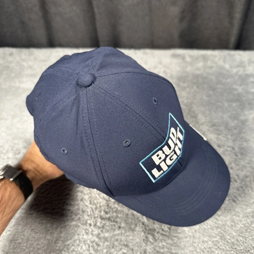 NWOT Mens Nike Legacy 91 Bud Light Golf Hat Navy Blue Adjustable Lightweight